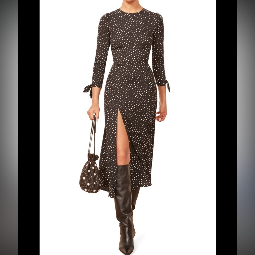 REFORMATION | Zelda Dress | Black/White Polka Dot | size 2